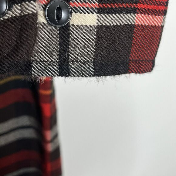 Lauren Ralph Lauren Worsted Wool Plaid Button Up Shirt Red Black Brown Womens M - Picture 9 of 10